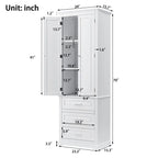 Freestanding Storage Cabinet with Two Doors, 3 Drawers, and Adjustable Shelves