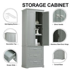Freestanding Storage Cabinet with Two Doors, 3 Drawers, and Adjustable Shelves