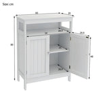 White Bathroom standing storage cabinet with double shutter doors