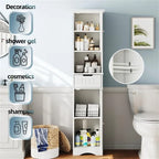 67 Tall Bathroom Storage Cabinet Freestanding with Adjustable Shelves - 11.7D x 15.7W x 66.8H