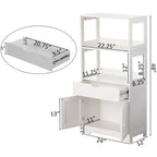 Tall Freestanding Wooden Storage Vanity, Kitchen Pantry, and Bathroom Cabinet Organizer, A drawer and 2 Door Cabinet, White