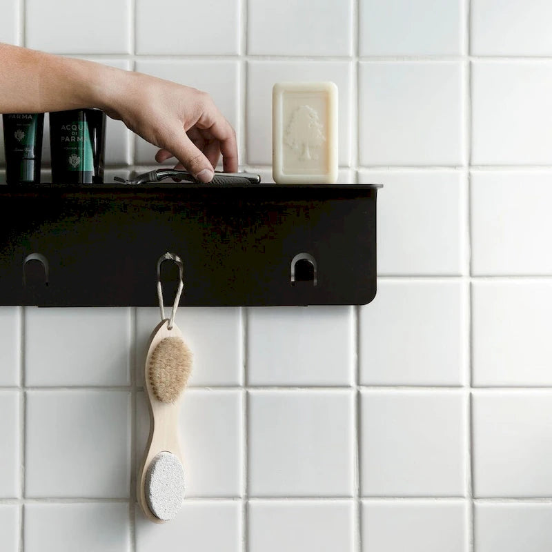 White/Nickel/Grey/Black Aluminum Shower Shelf XL, Adhesive Mount