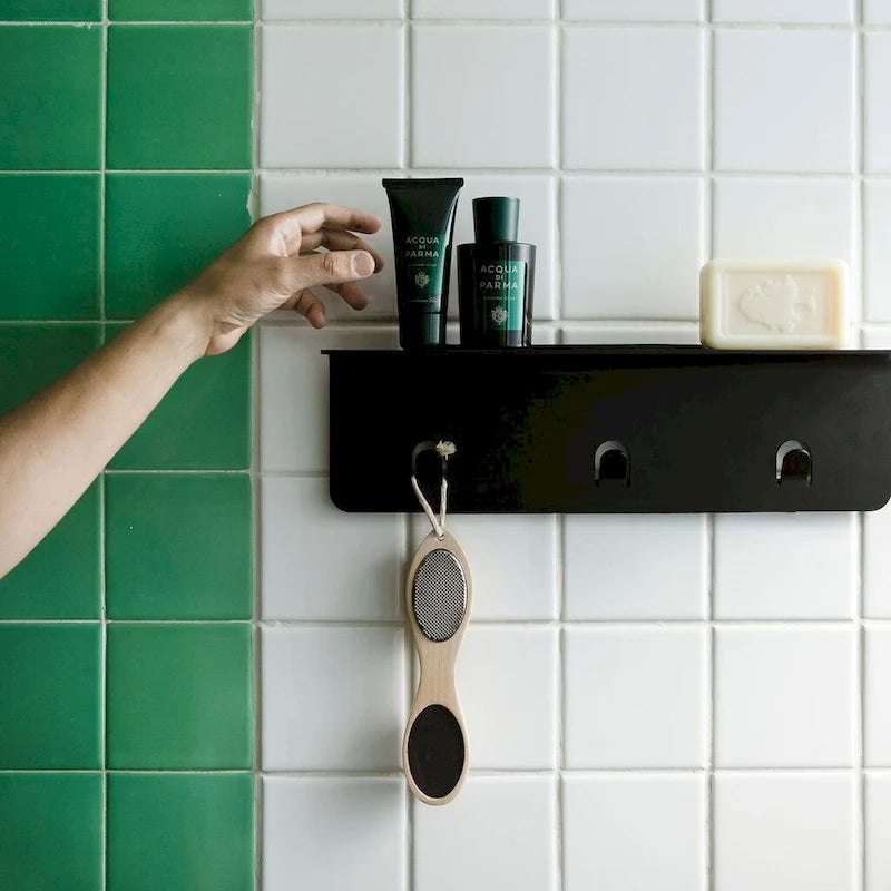 White/Nickel/Grey/Black Aluminum Shower Shelf XL, Adhesive Mount