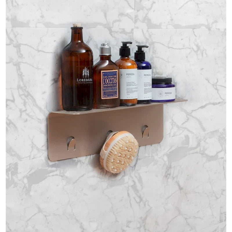 White/Nickel/Grey/Black Aluminum Shower Shelf XL, Adhesive Mount
