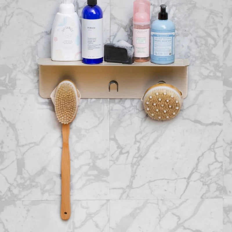 White/Nickel/Grey/Black Aluminum Shower Shelf XL, Adhesive Mount