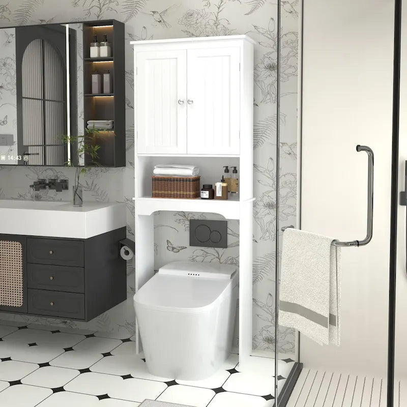 Over The Toilet Storage Cabinet, Bathroom Shelf Over Toilet, Bathroom Storage Cabinet Organizer,Wood Bathroom Space Saver