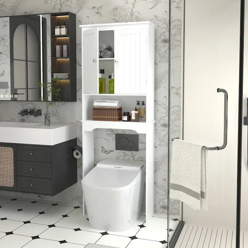 Over The Toilet Storage Cabinet, Bathroom Shelf Over Toilet, Bathroom Storage Cabinet Organizer,Wood Bathroom Space Saver
