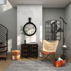 Black 6-Drawer Faux Leather Storage Chest with Rivet Detail