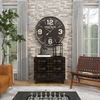 Black 6-Drawer Faux Leather Storage Chest with Rivet Detail