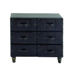Black 6-Drawer Faux Leather Storage Chest with Rivet Detail