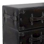 Black 6-Drawer Faux Leather Storage Chest with Rivet Detail
