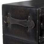 Black 6-Drawer Faux Leather Storage Chest with Rivet Detail