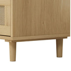 Oak Rattan 3-Drawer Storage Cabinet with Smooth Glide Rails, Single, Freestanding