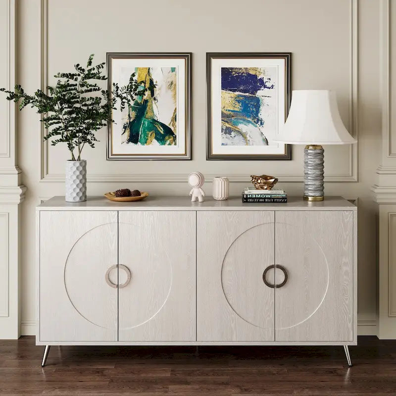 Champagne/Distressed Black 4-Door Sideboard, 59.84"W