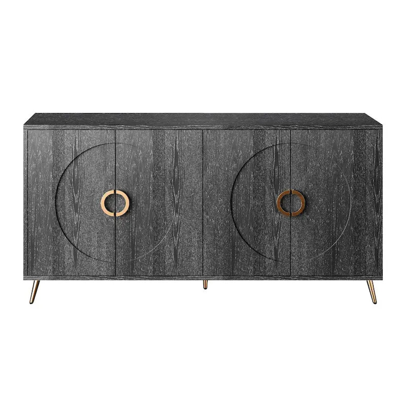 Champagne/Distressed Black 4-Door Sideboard, 59.84"W