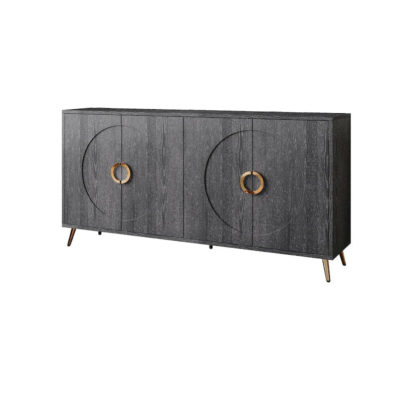 Champagne/Distressed Black 4-Door Sideboard, 59.84"W