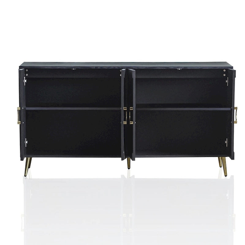 Champagne/Distressed Black 4-Door Sideboard, 59.84"W