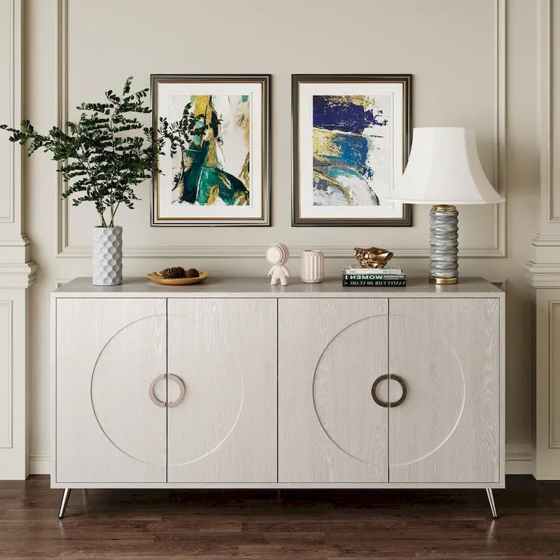 Champagne/Distressed Black 4-Door Sideboard, 59.84"W