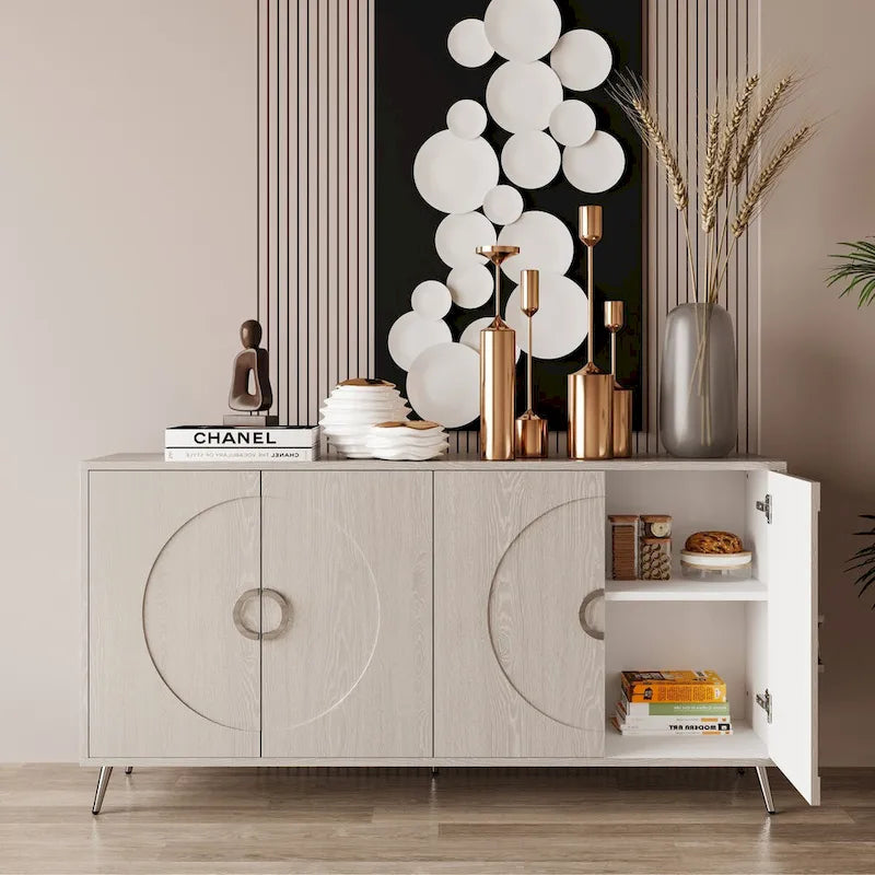 Champagne/Distressed Black 4-Door Sideboard, 59.84"W