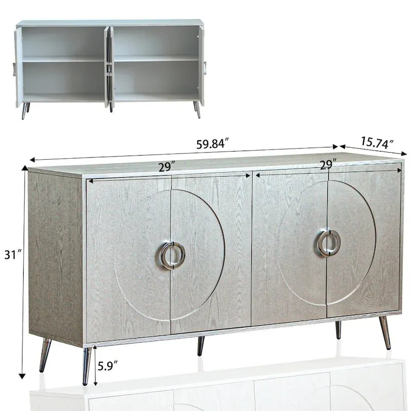 Champagne/Distressed Black 4-Door Sideboard, 59.84"W